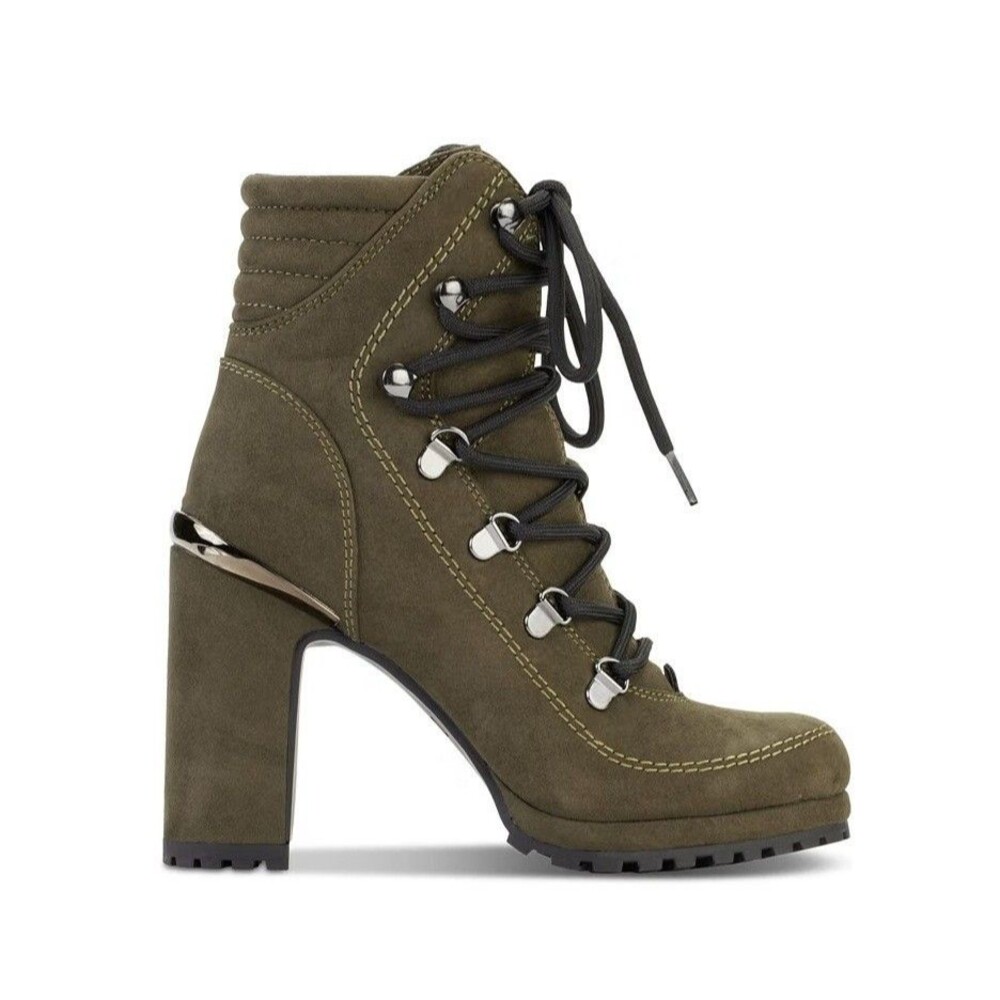 DKNY Womens 5 M Military Green Lenni Lace Up High Heel Booties NIB TB1